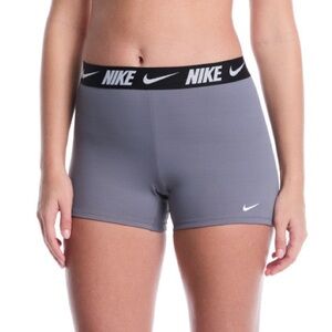 Nike Women's Logo Tape Athletic Shorts in Gray